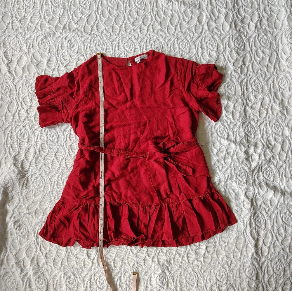 Urban Outfitters Red Ruffle Mini Dress Large L - Picture 10 of 12